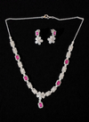 925 Pure Silver Italian Design Necklace Set with Zircons Stones | Adjustable Size | Model – srj_amb_1570-2