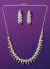 925 Starling Silver Italian Design Necklace Set with Zircon White & Red Stones | Adjustable Size | Model – srj_amb_1570-5