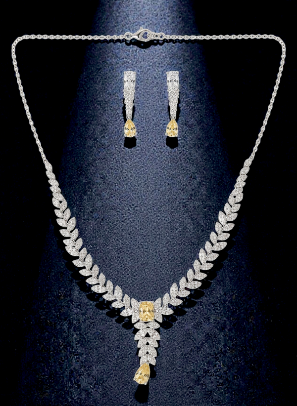 Elegant 925 Sterling Silver Necklace & Earrings Set for Women | Premium Party & Wedding Jewellery