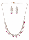 925 Starling Silver Italian Design Necklace Set with Zircon White & Red Stones | Adjustable Size | Model – srj_amb_1570-5
