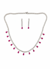 925 Starling Silver Italian Design Necklace Set with Zircon White & Red Stones | Adjustable Size | Model – srj_amb_1570-4