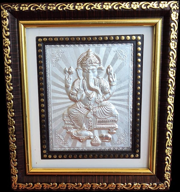 Ganesh ji 999 silver photo frame