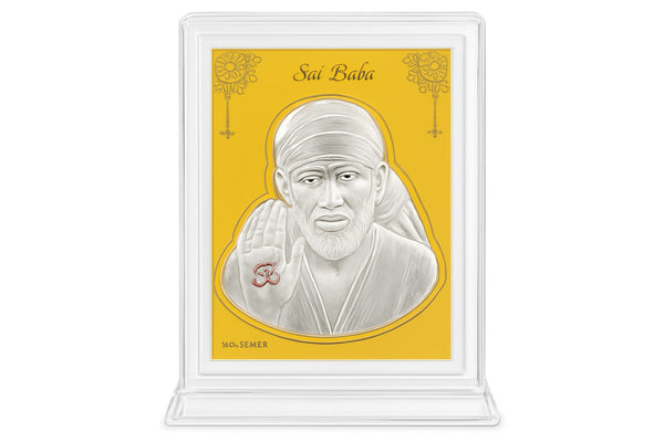 999 Pure Silver Embossed Sai Baba Photo Frame