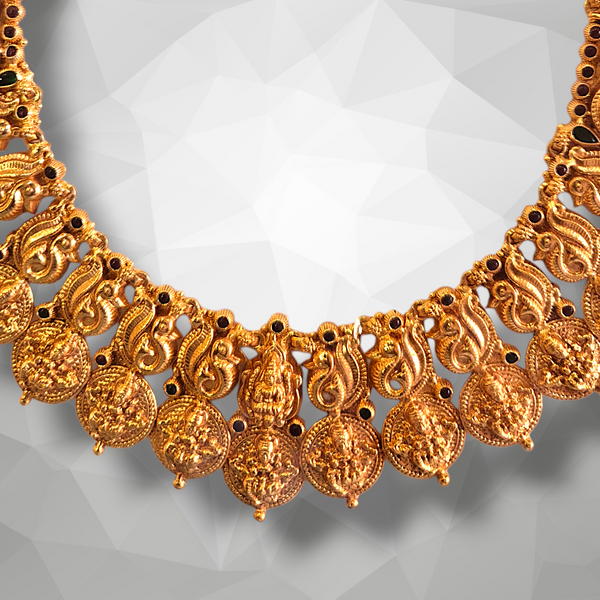 925 Silver Gold Polish Temple Kasu Necklace for Women