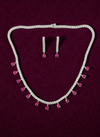 925 Starling Silver Italian Design Necklace Set with Zircon White & Red Stones | Adjustable Size | Model – srj_amb_1570-4