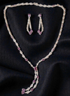 925 Starling Silver Italian Design Necklace Set with Zircon White & Purple Stones | Adjustable Size | Model – srj_amb_1570-6
