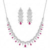 Magenta Drop Leaf Collar & Earrings