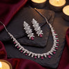 Magenta Drop Leaf Collar & Earrings