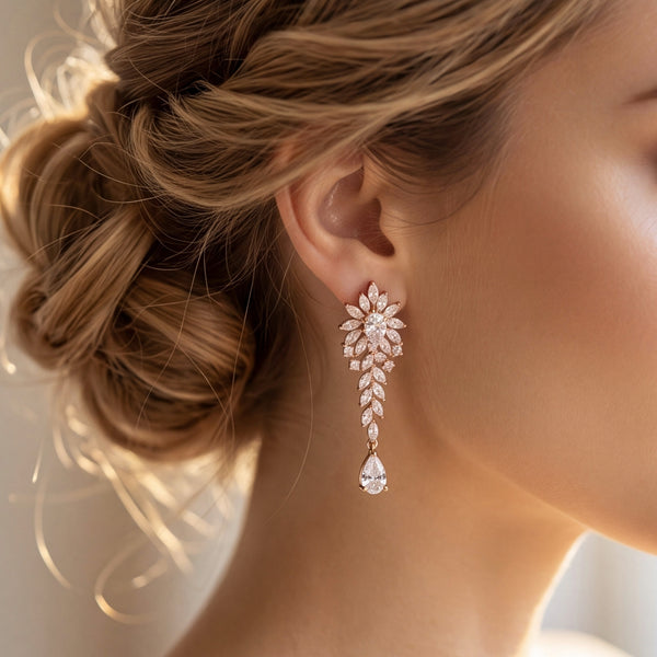 Rose Gold Leaf Cascade Set