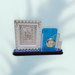 Dharmasthala Manjunatha Swamy 999 Silver Photo Diamond Cut Acrylic Stand