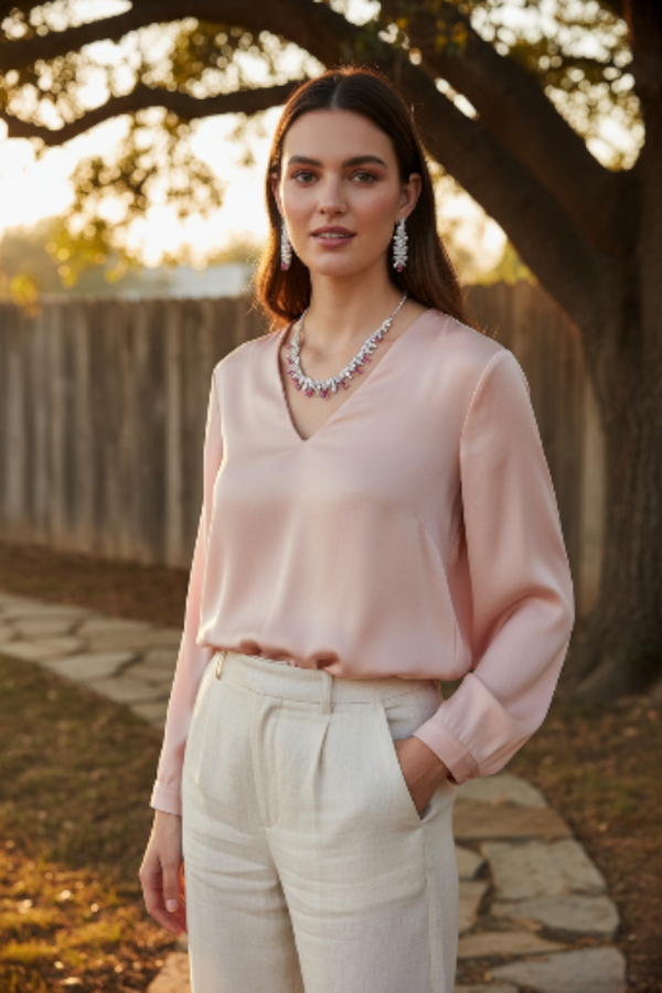 925 Starling Silver Italian Design Necklace Set with Zircon White & Red Stones | Adjustable Size | Model – srj_amb_1570-5