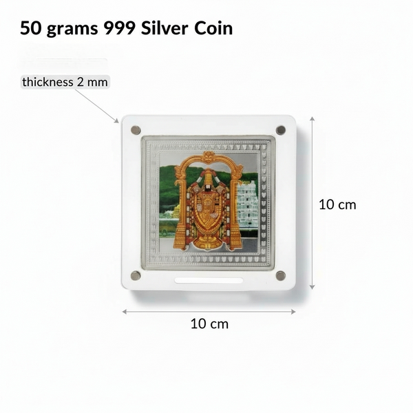 999 Pure Silver 50g Square Coin with Magnetic Acrylic Display Frame